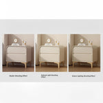 Stylish Solid Wood Nightstand with Faux Leather Finish – Modern Bedroom Storage Solution hjd-3144