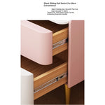 Stylish Pink and Cream Nightstand with Sintered Stone Top and Faux Leather Accents - Modern Bedroom Storage Solution hjd-3145