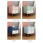 Stylish Pink and Cream Nightstand with Sintered Stone Top and Faux Leather Accents - Modern Bedroom Storage Solution hjd-3145