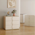 Stylish Solid Wood Nightstand with Faux Leather Finish – Modern 3-Drawer Bedroom Storage Solution hjd-3147