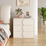 Stylish Solid Wood Nightstand with Faux Leather Finish – Modern 3-Drawer Bedroom Storage Solution hjd-3147