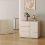 Stylish Solid Wood Nightstand with Faux Leather Finish – Modern 3-Drawer Bedroom Storage Solution hjd-3147