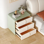 Stylish Solid Wood Nightstand with Faux Leather Finish – Modern 3-Drawer Bedroom Storage Solution hjd-3147
