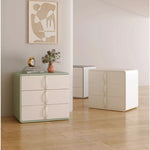 Stylish Solid Wood Nightstand with Faux Leather Finish – Modern 3-Drawer Bedroom Storage Solution hjd-3147