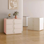 Stylish Solid Wood Nightstand with Faux Leather Finish – Modern 3-Drawer Bedroom Storage Solution hjd-3147