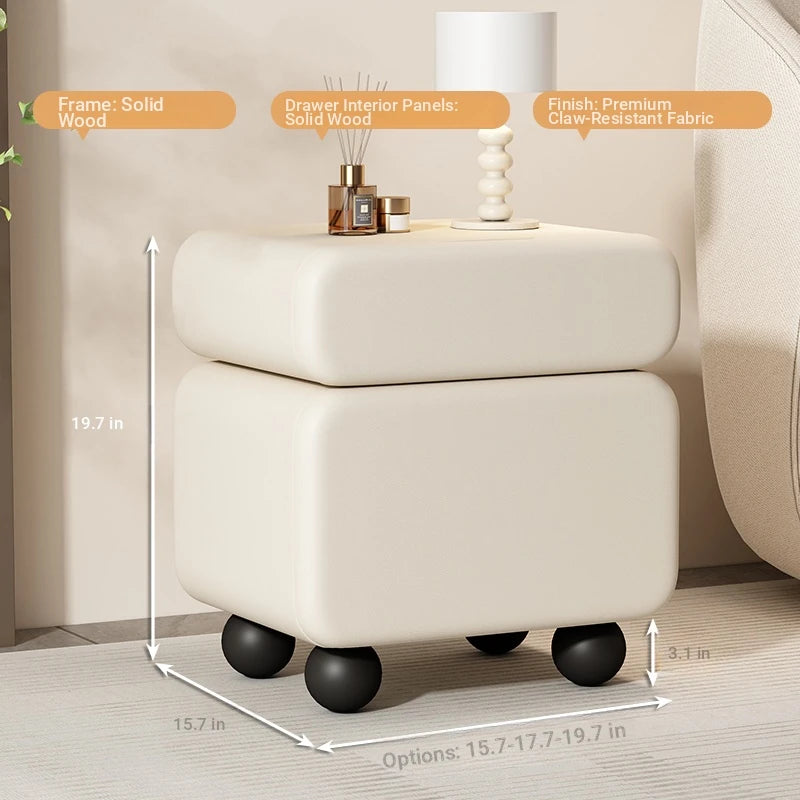 Stylish Faux Leather Nightstand with Wood Finish - Modern Bedroom Storage Solution hjd-3148