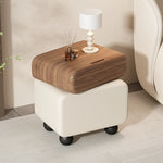 Stylish Faux Leather Nightstand with Wood Finish - Modern Bedroom Storage Solution hjd-3148