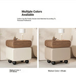 Stylish Faux Leather Nightstand with Wood Finish - Modern Bedroom Storage Solution hjd-3148