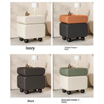 Stylish Faux Leather Nightstand with Wood Finish - Modern Bedroom Storage Solution hjd-3148