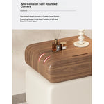 Stylish Faux Leather Nightstand with Wood Finish - Modern Bedroom Storage Solution hjd-3148