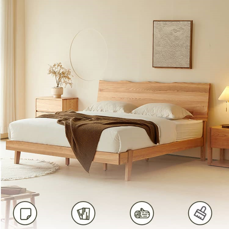 Premium Quality Natural Ash and Pine Wood Bed – Elegant & Durable hjhms-1042