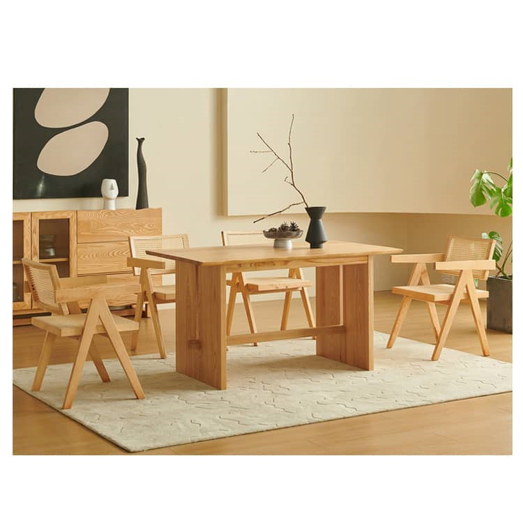 Elegant Natural Ash Wood Dining Table - Sleek Modern Design hjhms-1044