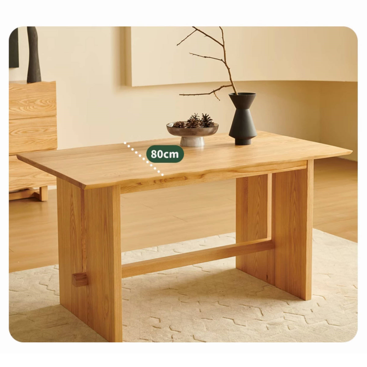 Elegant Natural Ash Wood Dining Table - Sleek Modern Design hjhms-1044