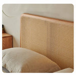 Natural Ash and Pine Wood Bed with Rattan Accents hjhms-1046