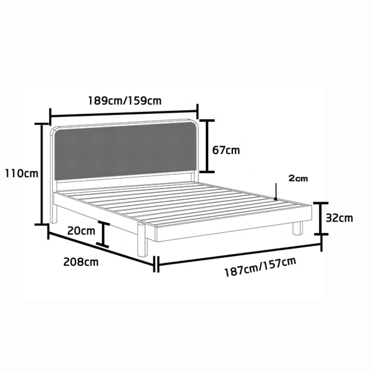 Natural Ash and Pine Wood Bed with Rattan Accents hjhms-1046