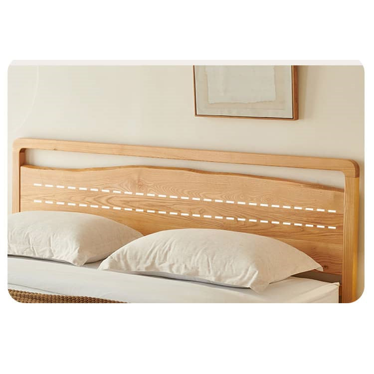 Sleek Bed Frame in Premium Natural Ash and Pine Wood Finish hjhms-1048