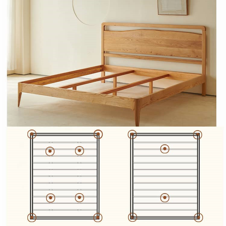 Sleek Bed Frame in Premium Natural Ash and Pine Wood Finish hjhms-1048