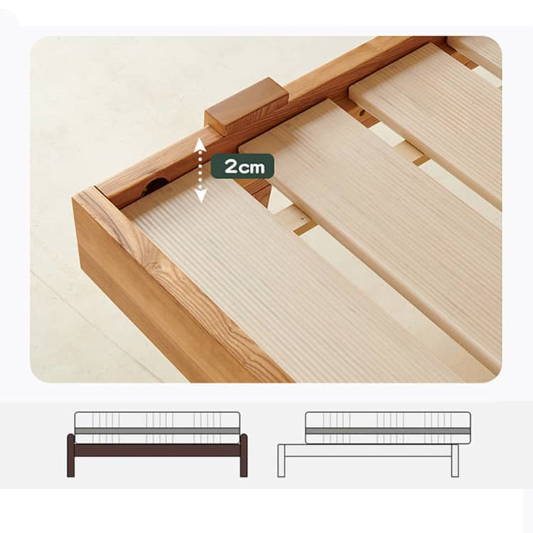 Sleek Bed Frame in Premium Natural Ash and Pine Wood Finish hjhms-1048