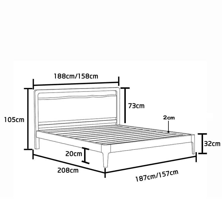 Sleek Bed Frame in Premium Natural Ash and Pine Wood Finish hjhms-1048