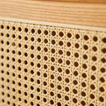 Stunning Natural Ash Wood Cabinet with Chic Rattan Detailing hjhms-1049