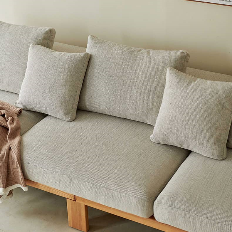 Stylish Gray Sofa with Ash Wood Frame & Wool Cotton-Linen Blend hjhms-1050