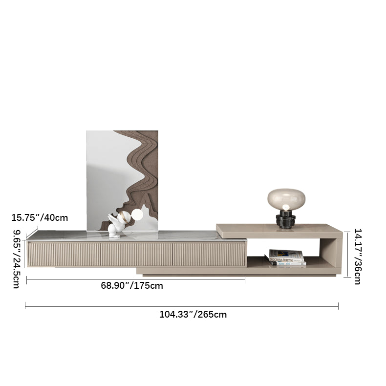 Sleek White Khaki Tea Table with Sintered Stone Top and Pine Wood Base hjl-1179