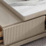 Stylish White & Khaki TV Cabinet with Sintered Stone and Pine Wood Design hjl-1180