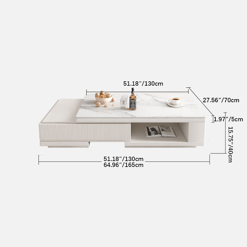 Elegant White Beige Sintered Stone Tea Table - Modern Minimalist Design hjl-1181