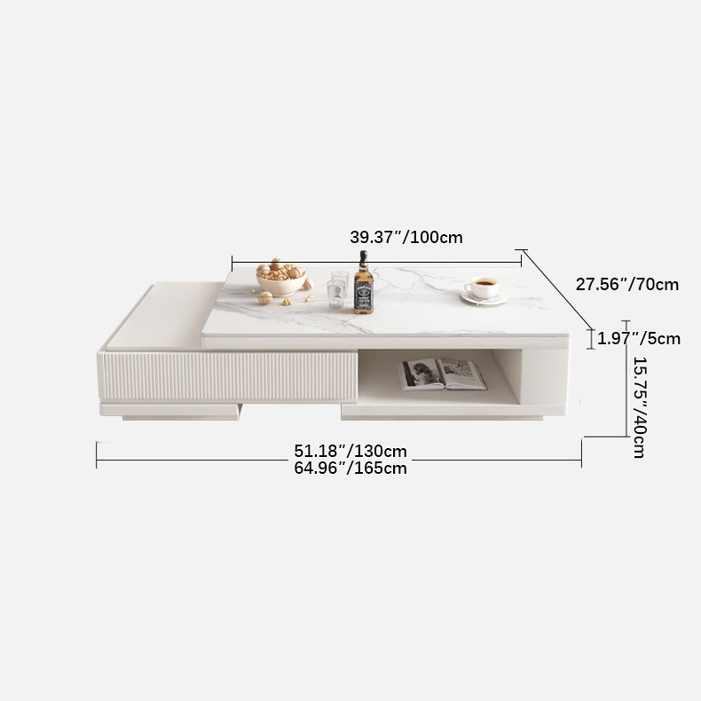 Elegant White Beige Sintered Stone Tea Table - Modern Minimalist Design hjl-1181