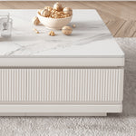 Elegant White & Beige Sintered Stone TV Cabinet - Stylish Living Room Storage hjl-1182