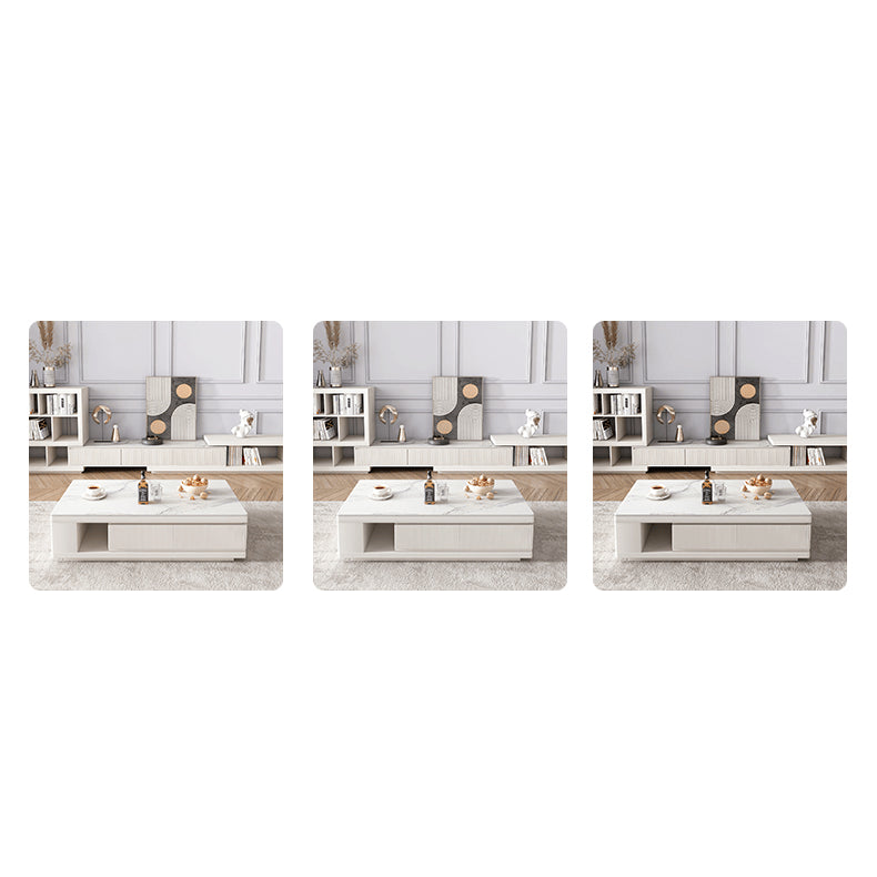 Elegant White & Beige Sintered Stone TV Cabinet - Stylish Living Room Storage hjl-1182