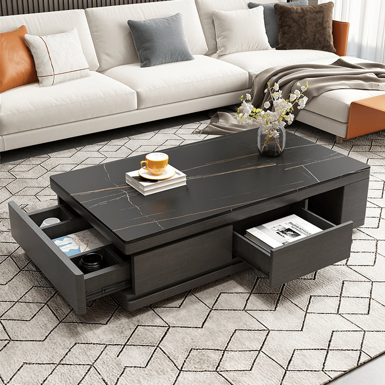 Stylish White & Black Sintered Stone TV Cabinet - Modern Home Entertainment Center hjl-1188