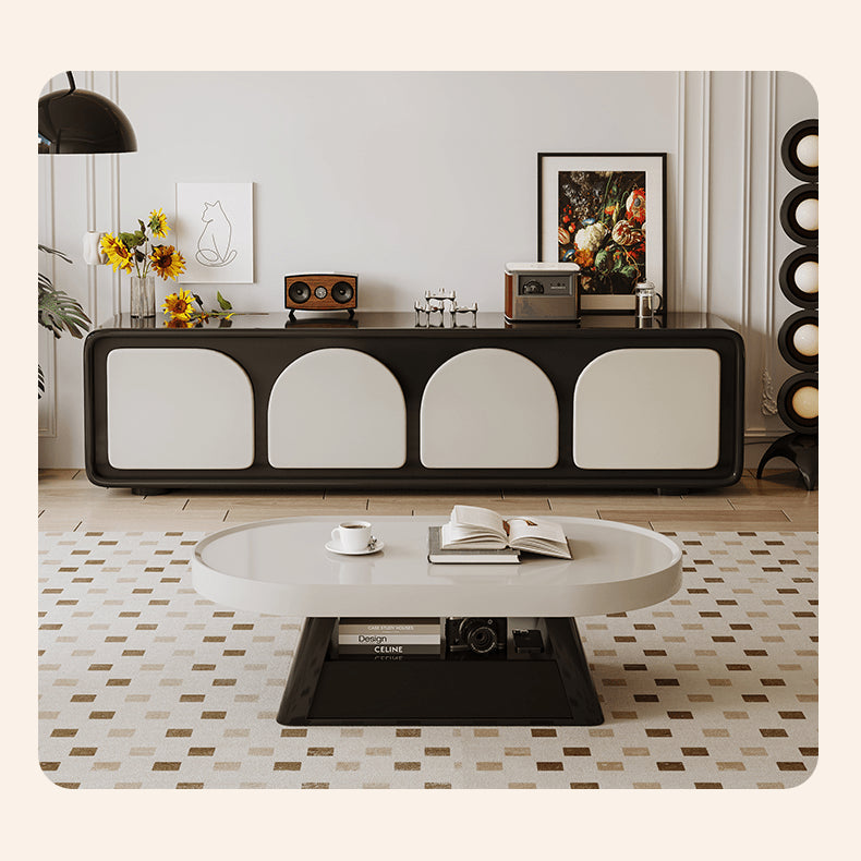 Elegant Beige and Black Tea Table - Modern Design for Any Living Space hjl-1191