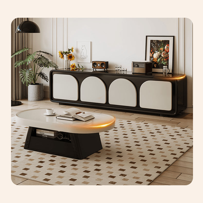 Elegant Beige and Black Tea Table - Modern Design for Any Living Space hjl-1191