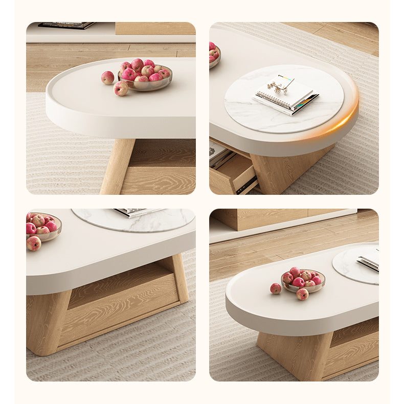 Elegant White Natural Sintered Stone Tea Table - Modern Design for Stylish Living Spaces hjl-1193