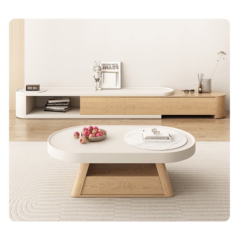 Elegant White Natural Sintered Stone Tea Table - Modern Design for Stylish Living Spaces hjl-1193