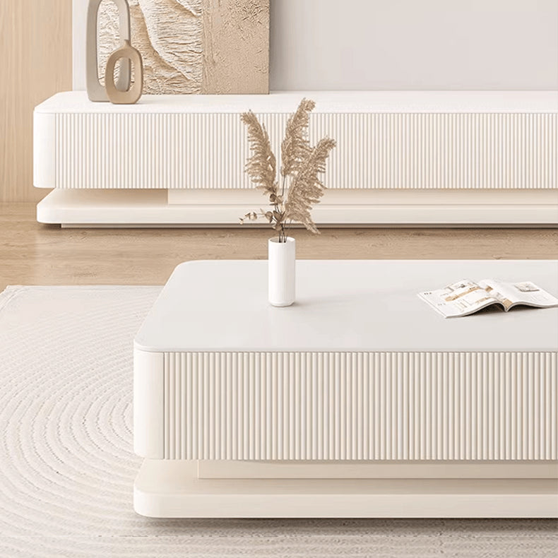 Modern White Beige Sintered Stone TV Cabinet - Stylish & Durable Design hjl-1196