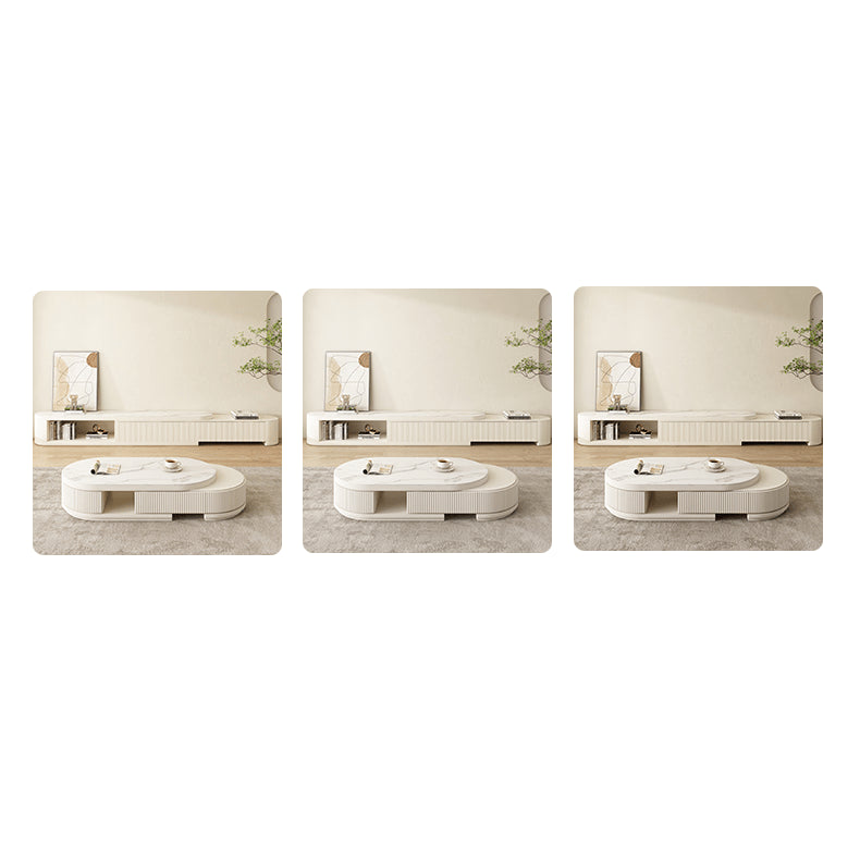 Elegant White Beige Sintered Stone Tea Table - Modern Design & Durable Finish hjl-1197