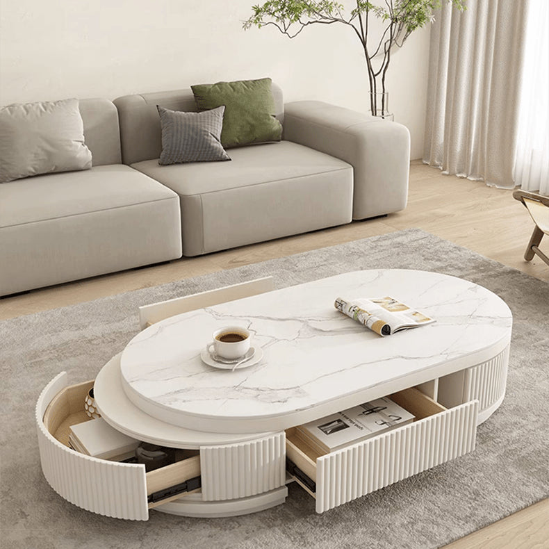 Elegant White Beige Sintered Stone TV Cabinet – Stylish Modern Living Room Furniture hjl-1198