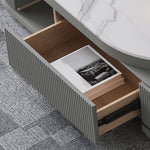 Elegant White & Gray Sintered Stone TV Cabinet with Pine Wood Finish hjl-1204