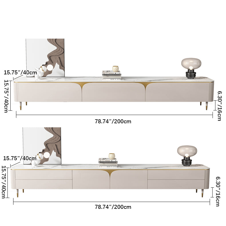 Luxurious White & Beige Sintered Stone Tea Table with Pine and Solid Wood Finish hjl-1205