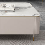 Sleek White & Beige TV Cabinet with Sintered Stone and Solid Pine Wood Finish hjl-1206