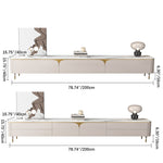 Sleek White & Beige TV Cabinet with Sintered Stone and Solid Pine Wood Finish hjl-1206