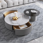 Modern TV Cabinet with White Gray Sintered Stone and Pine Wood Finish hjl-1212