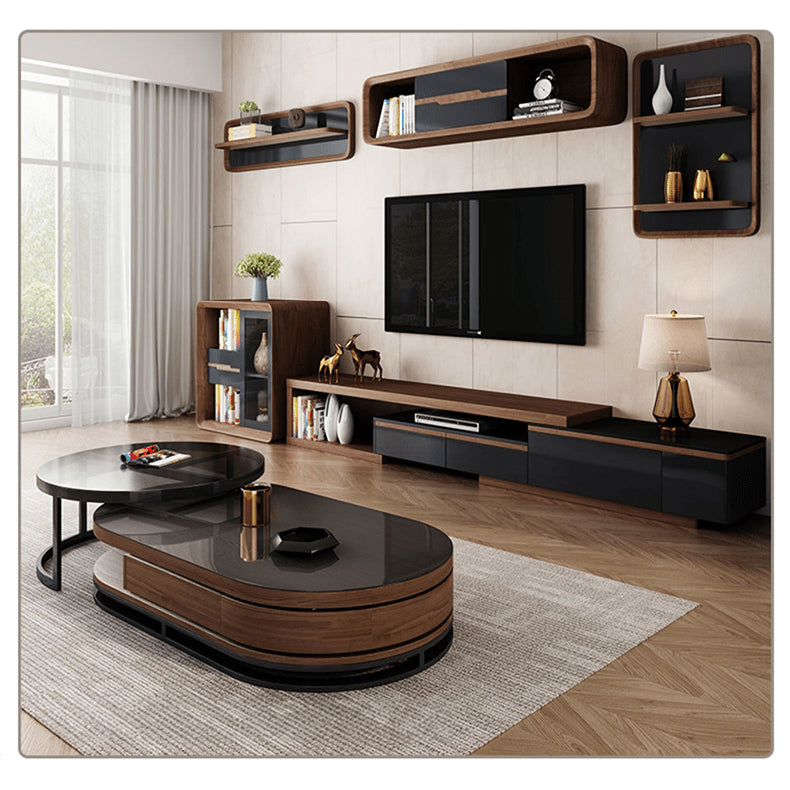 Elegant Two-Tone Tea Table - Sleek Brown & Black Design for Modern Living hjl-1213