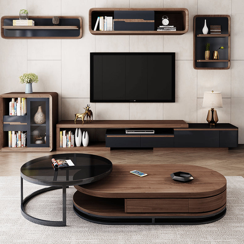 Stylish Brown-Black TV Cabinet for Modern Living Rooms hjl-1214