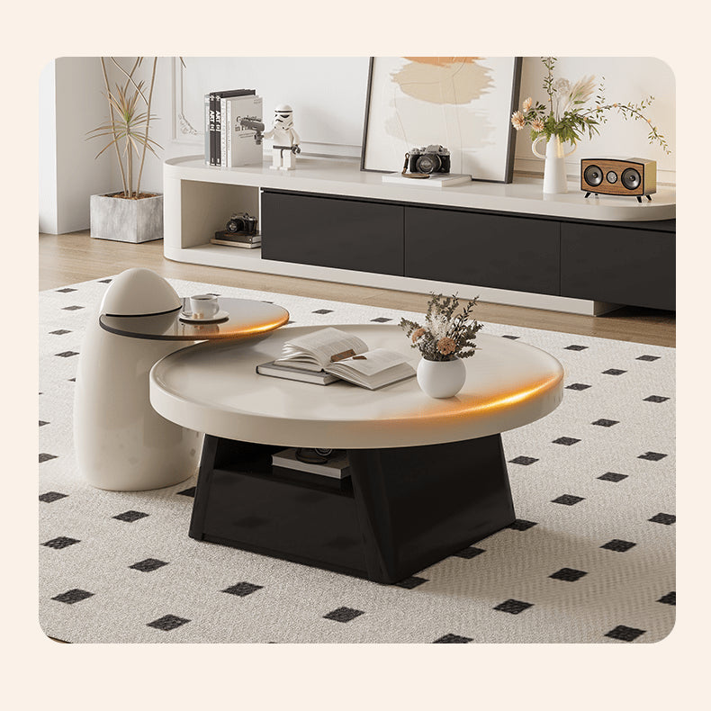 Sleek Modern Tea Table in Elegant White and Black Finish - Perfect for Stylish Living Spaces hjl-1226