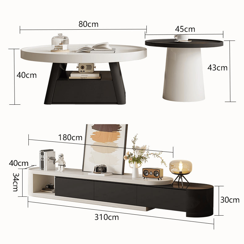 Sleek Modern Tea Table in Elegant White and Black Finish - Perfect for Stylish Living Spaces hjl-1226