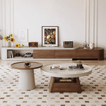 Elegant Beige Brown Solid Wood Tea Table for Cozy Living Spaces hjl-1230