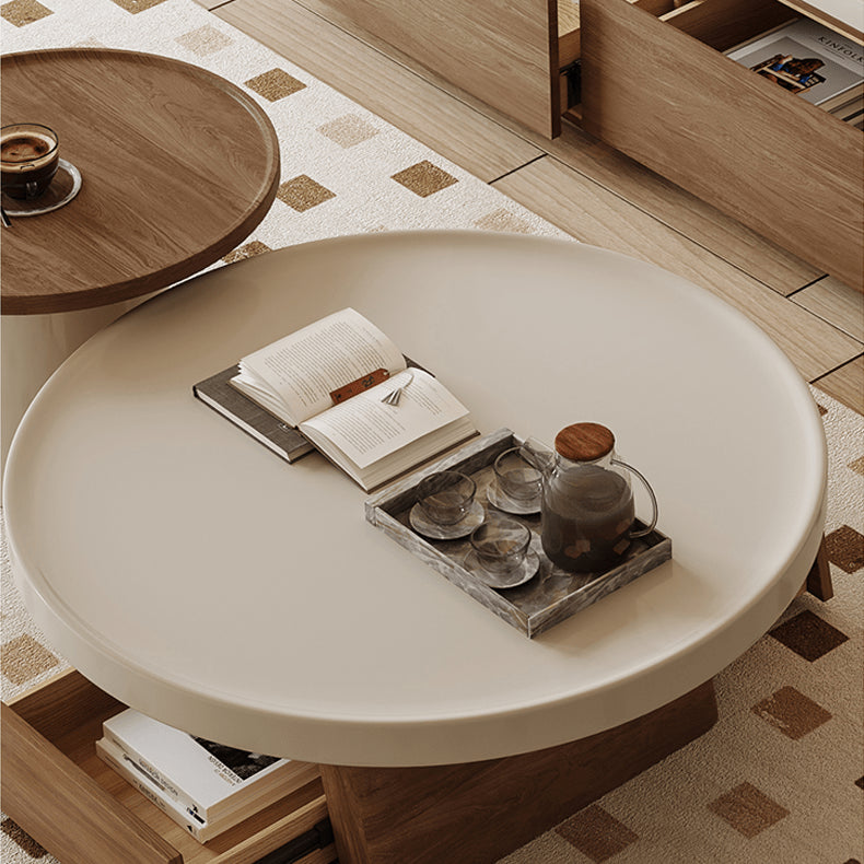 Elegant Beige Brown Solid Wood Tea Table for Cozy Living Spaces hjl-1230